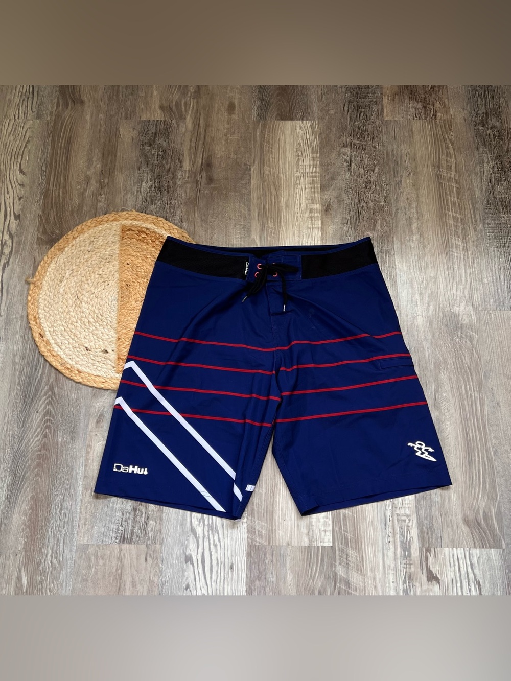 DA HUI Mens Board Shorts with Striped Details